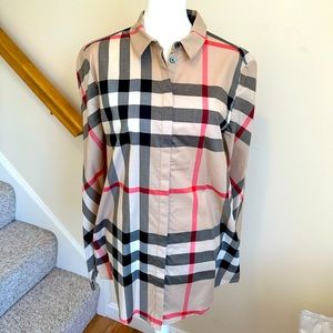 Burberry Brit classic exaggerated check, button down, cotton shirt.